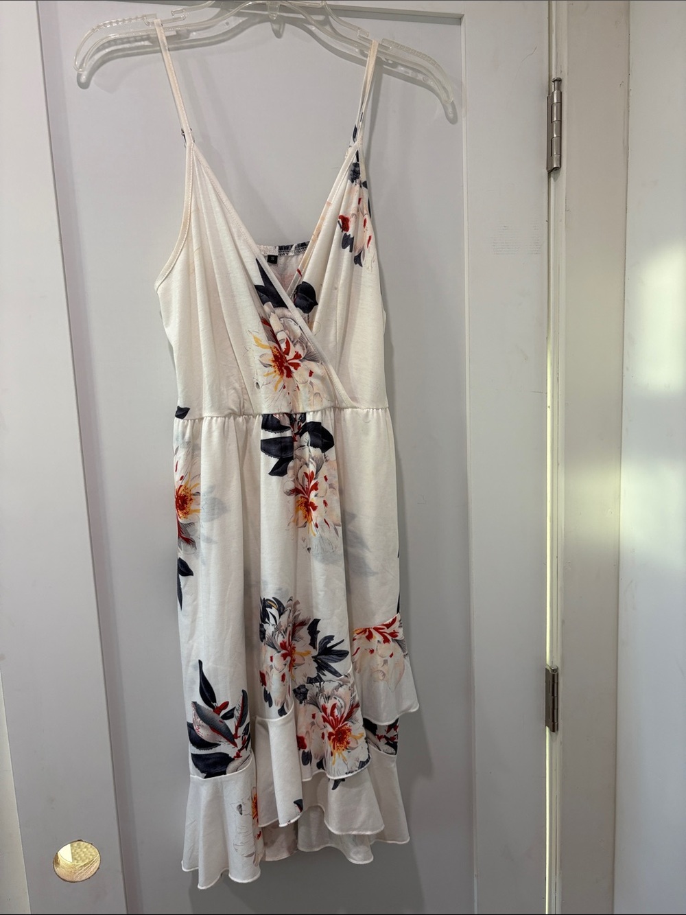 White Floral Spaghetti-Strap Summer Dress